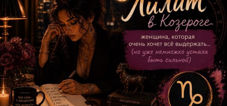 Лилит в Козероге. Женщина, которая очень хочет всё выдержать… но уже немножко устала быть сильной Лилит в Козероге. Женщина, которая очень хочет всё выдержать… но уже немножко устала быть сильной
