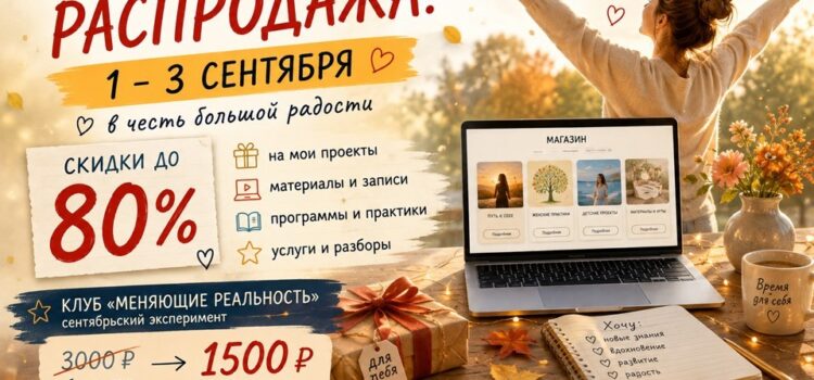 Большая распродажа 1–3 сентября: скидки до 80% на мои проекты и материалы Большая распродажа 1–3 сентября: скидки до 80% на мои проекты и материалы